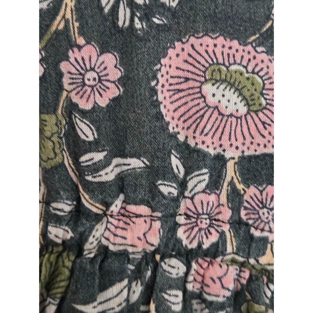 Natural Life Floral Cotton Midi Dress Sleeveless Button Front Green Pink Small - Picture 7 of 11